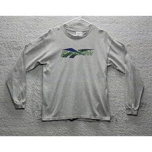 Vintage 90s Reebok Gray Long Sleeve T Shirt Men’s Size XL
